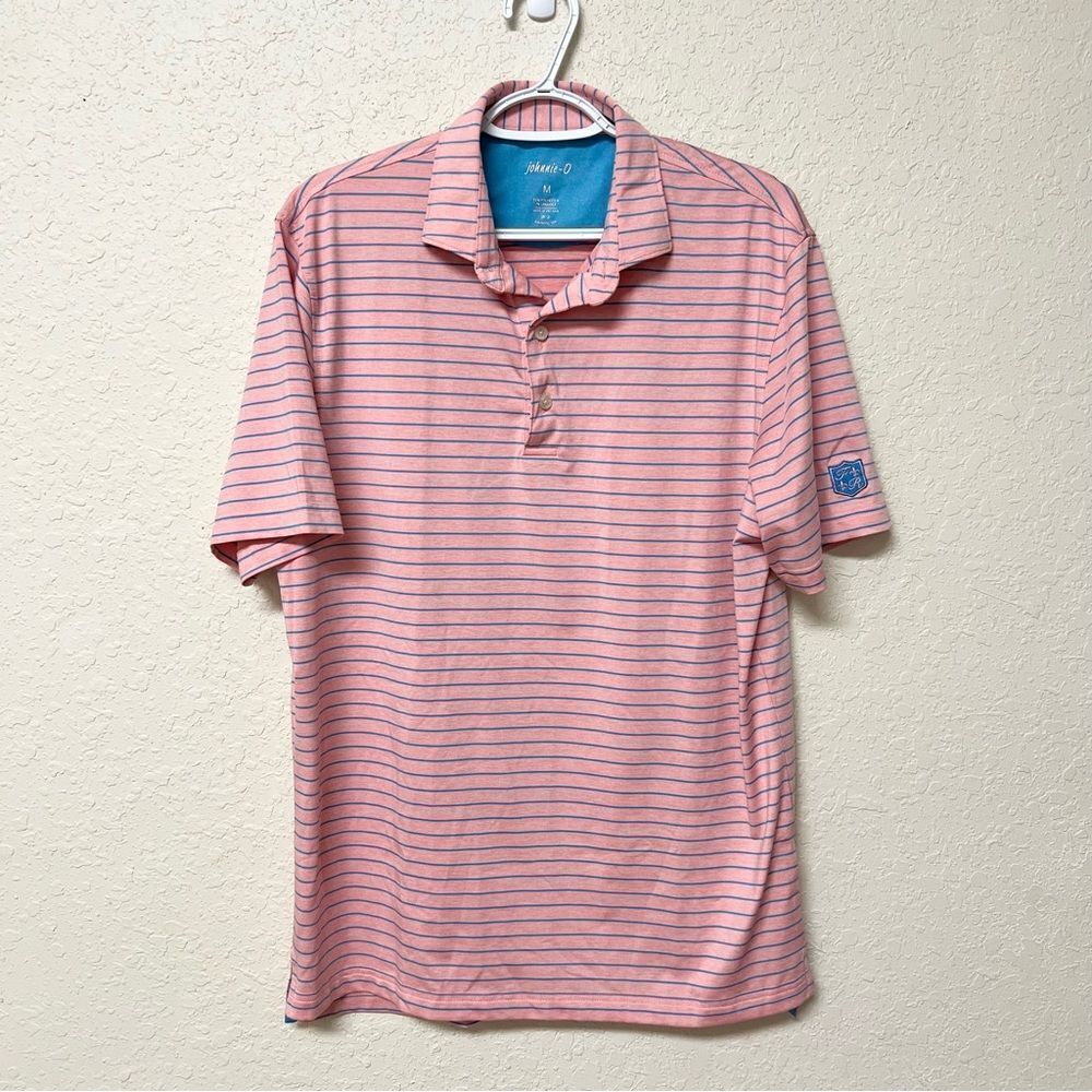 Johnnie O Shirt Mens Short Sleeve Polo Golf Performance Preppy Sz M UPF 50